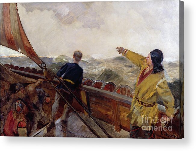 Christian Krohg Acrylic Print featuring the painting Leiv Eiriksson discovers America by Christian Krohg