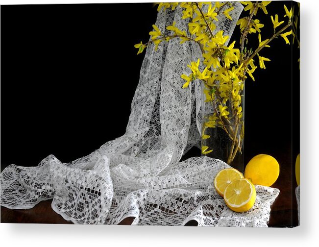 White Lace Acrylic Print featuring the photograph Lemons'n Lace by Diana Angstadt