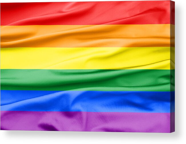 Banner Acrylic Print featuring the photograph LGBT Rainbow Flag by Semmick Photo