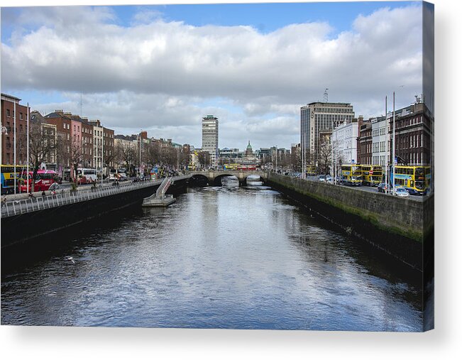 Original Acrylic Print featuring the photograph Liffey River, Dublin, Ireland by WAZgriffin Digital