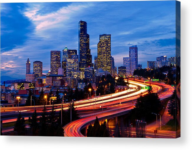 Seattle Acrylic Print featuring the photograph Light Ribbons by Dan Mihai