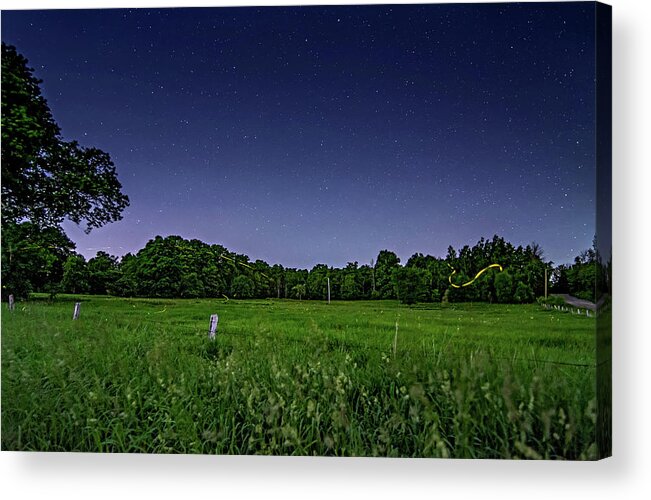 Steve Harrington Acrylic Print featuring the photograph Light Show - Fireflies vs The Stars by Steve Harrington