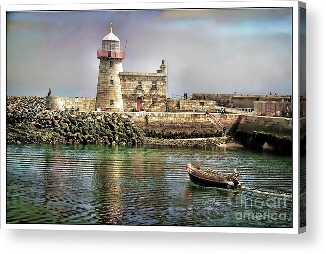Fishing Boats Acrylic Print featuring the photograph Lighthouse at Howth, Ireland by Norma Warden