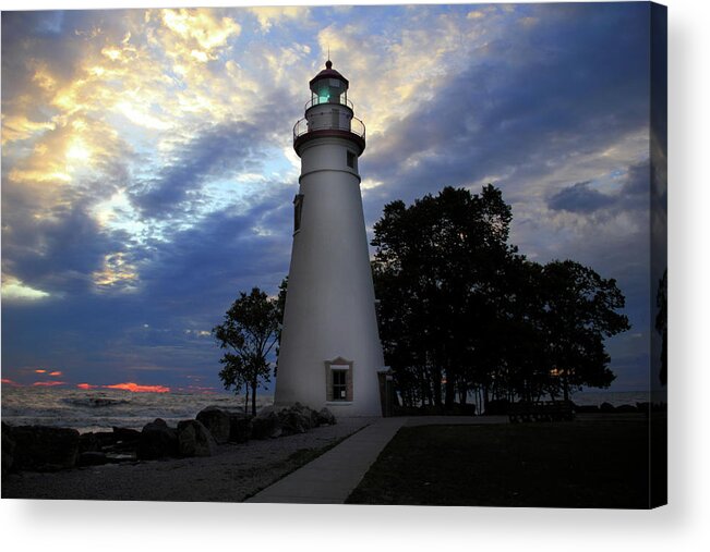 Lighthouse Acrylic Print featuring the photograph Lighthouse at Sunrise by Angela Murdock