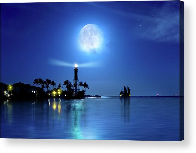 Lighthouse Acrylic Print featuring the photograph Lighting the Lighthouse by Mark Andrew Thomas