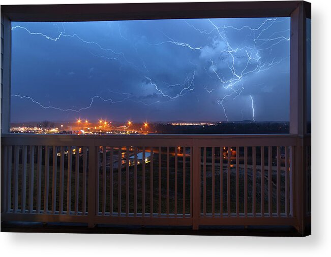 Lightning Acrylic Print featuring the photograph Lightning from the Balcony by Dennis Sprinkle