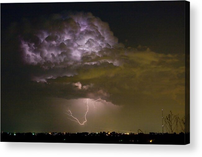 Striking Acrylic Print featuring the photograph Lightning Thunderstorm with a Hook by James BO Insogna