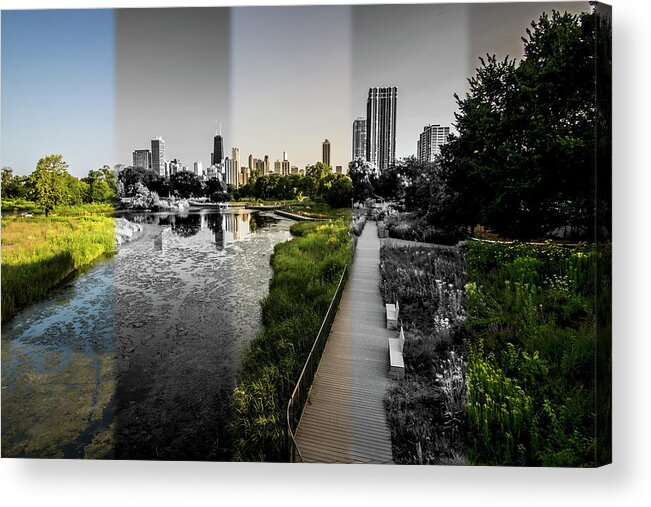 Lincoln Park Acrylic Print featuring the photograph Lincoln Park Time Slice Chicago skyline by Sven Brogren