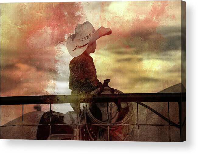 Cowboy Acrylic Print featuring the photograph Little Cowboy Ready To Rope by Toni Hopper