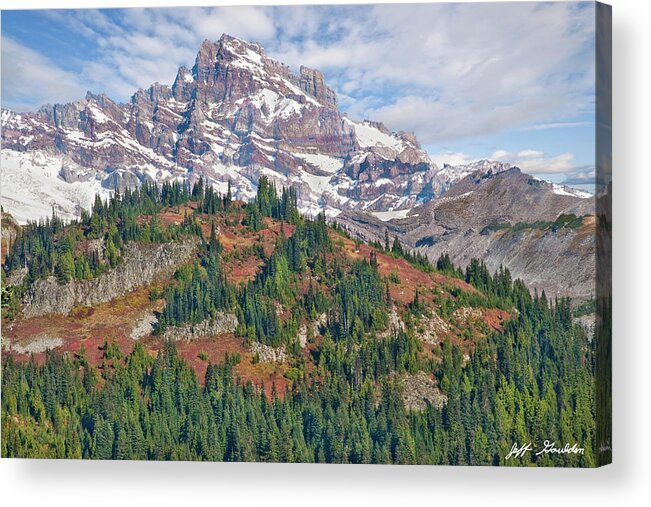 Autumn Acrylic Print featuring the photograph Little Tahoma Peak and Stevens Ridge in the Fall by Jeff Goulden
