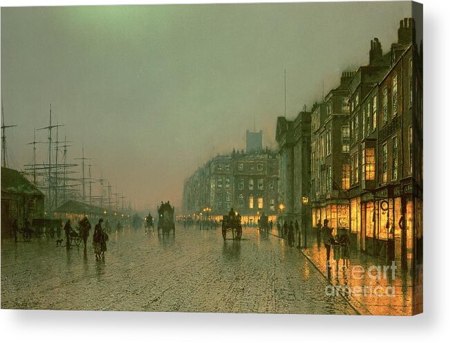 Liverpool Docks From Wapping Acrylic Print featuring the painting Liverpool Docks from Wapping by John Atkinson Grimshaw