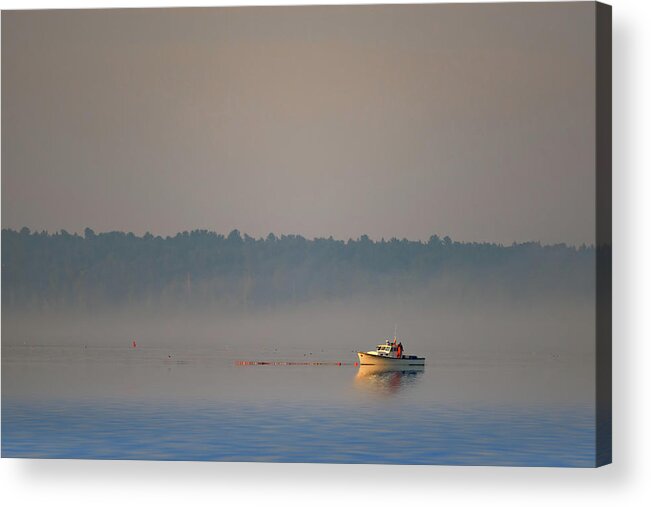 Boat Acrylic Print featuring the photograph Lobstering in the Mist by Rick Berk