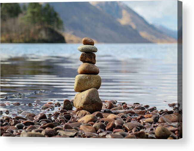 Stones Acrylic Print featuring the photograph Loch Shiel Stacked Stones by Holly Ross