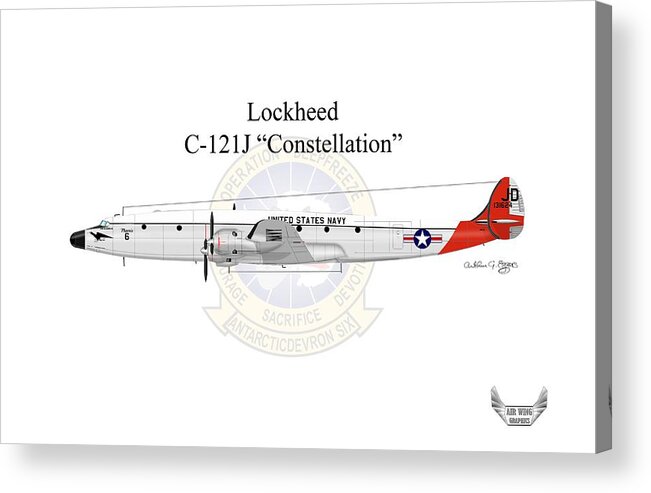 Lockheed Acrylic Print featuring the digital art Lockheed C-121J Constellation by Arthur Eggers