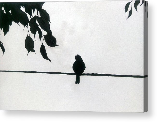 Bird Acrylic Print featuring the painting Lonely Bird by Silpa Saseendran