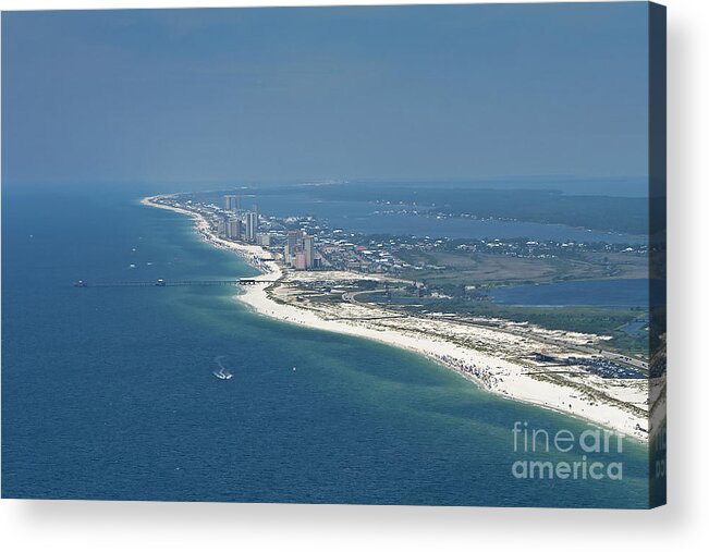 Gulf Shores Acrylic Print featuring the photograph Long, aerial, beach view by Gulf Coast Aerials -