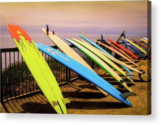 Longboards Acrylic Print featuring the photograph Longboards Waiting by Dr Janine Williams