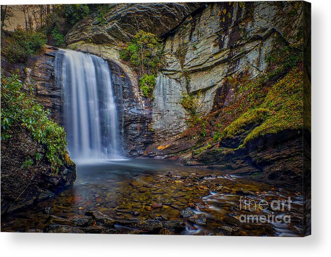 Waterfall Acrylic Print featuring the photograph Looking Glass Falls in the Blue Ridge Mountains Brevard North Carolina by T Lowry Wilson