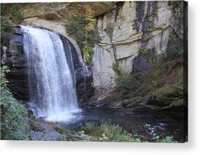 Waterfalls Acrylic Print featuring the photograph Looking Glass Falls side view by Allen Nice-Webb