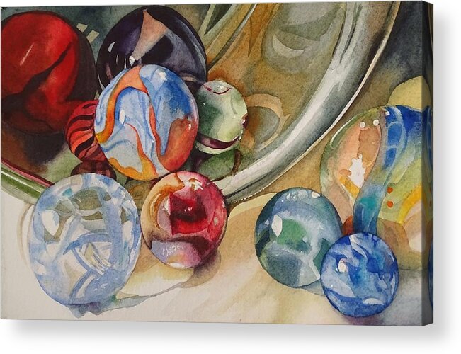 Waterecolor Acrylic Print featuring the painting Loose Marbles by Marlene Gremillion