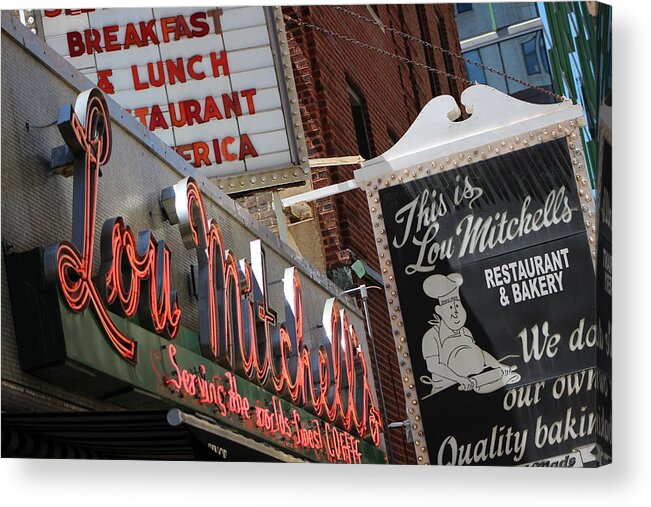 Lou Mitchell's Restaurant Acrylic Print featuring the photograph Lou Mitchells Restaurant And Bakery Chicago by Colleen Cornelius