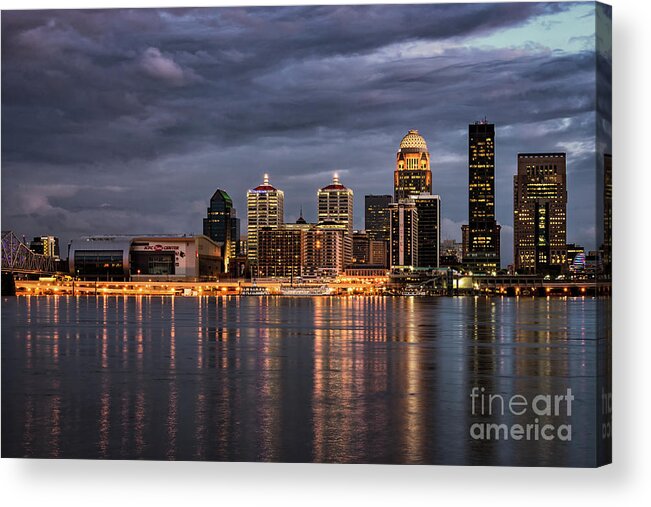 Kentucky Acrylic Print featuring the photograph Louisville at Dusk by Andrea Silies