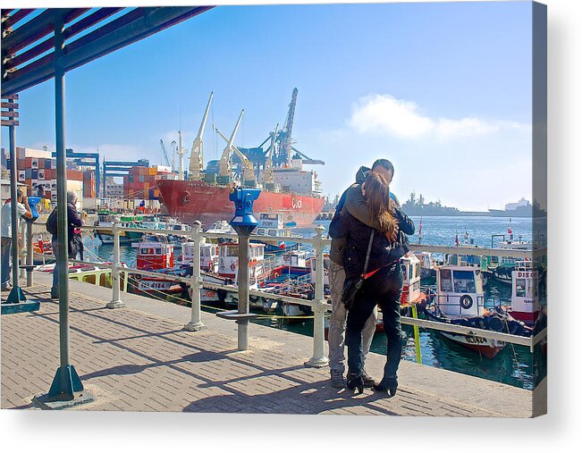Love In The Port Of Valparaiso Acrylic Print featuring the photograph Love in the Port of Valpaparaiso-Chile by Ruth Hager