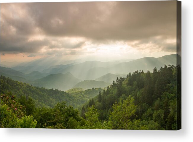 Great Smoky Mountains National Park Acrylic Print featuring the photograph Sunbeams - Great Smoky Mountains National Park by Doug McPherson