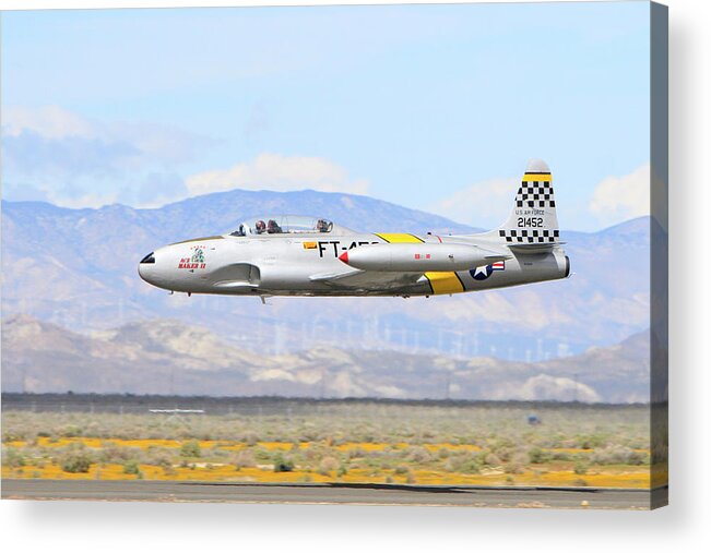 T-33 Acrylic Print featuring the photograph Low Fliying T-33 by Shoal Hollingsworth