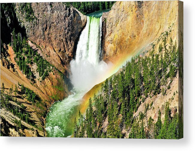 Yellowstone National Park Acrylic Print featuring the photograph Lower Falls Rainbow by Greg Norrell
