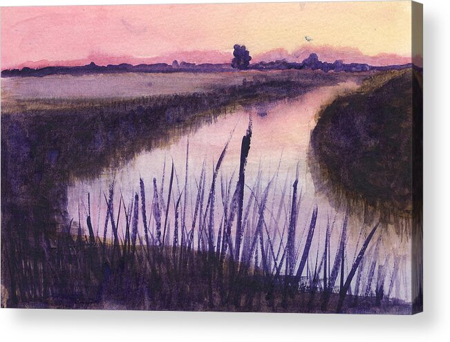 Everglades. Loxahatchee Acrylic Print featuring the painting Loxahatchee Sunset by Donna Walsh