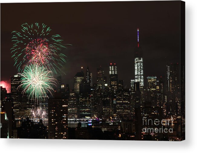 Fireworks Acrylic Print featuring the photograph Macy's July 4th 2015 Fireworks-1 by Steven Spak
