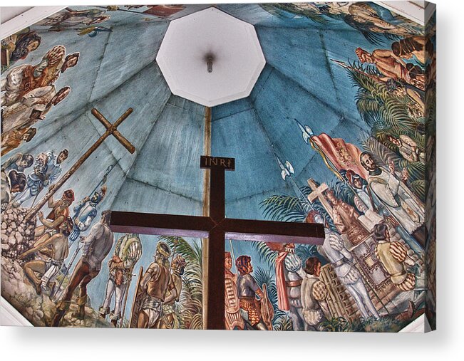 basilica Of San Agustin Acrylic Print featuring the photograph Magellans Cross Cebu City Philippines by James BO Insogna