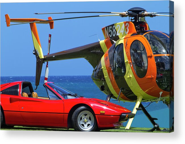 Magnum Helicopter and Ferrari Acrylic Print