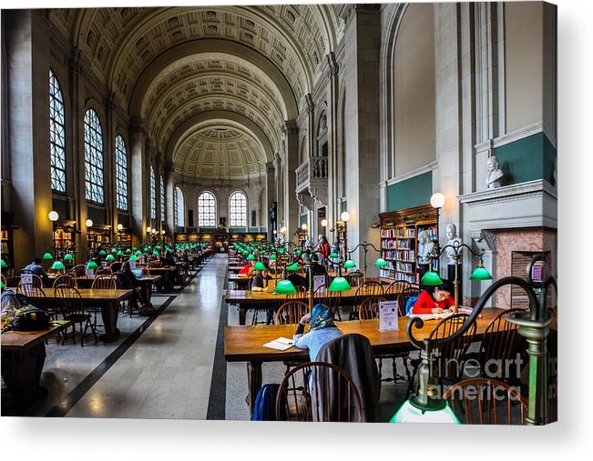 Americana Acrylic Print featuring the photograph Main Reading Room of Boston Public Library by Thomas Marchessault