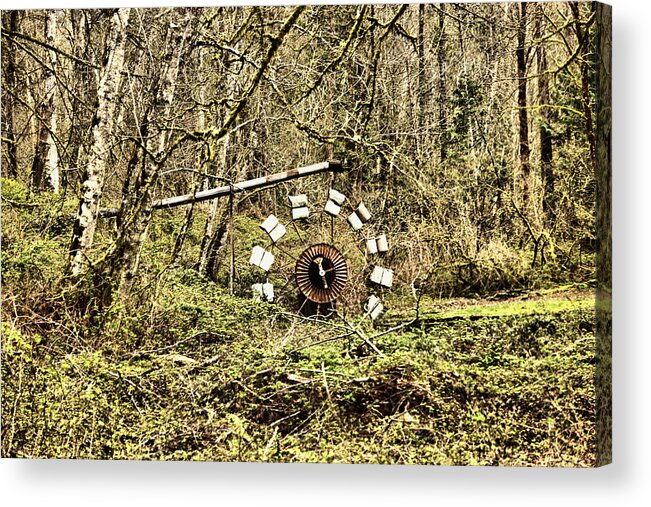 Water Wheel Acrylic Print featuring the photograph Makeshift waterwheel by Jeff Swan