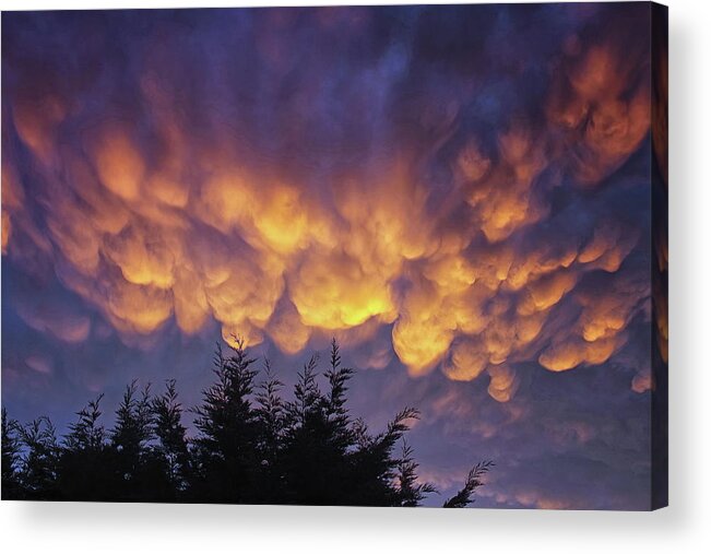 Clouds Acrylic Print featuring the photograph Mammatus Clouds in the Evening Sky by Jeff Townsend