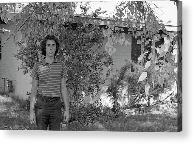 Phoenix Acrylic Print featuring the photograph Man in Front of Cinder-block Home, 1973 by Jeremy Butler