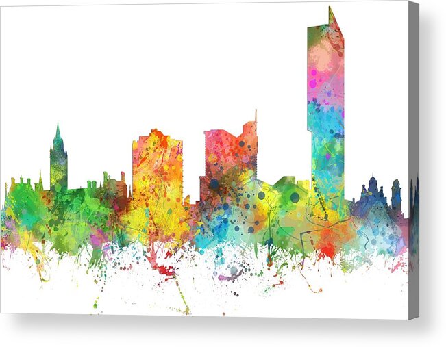 Manchester City Skyline Acrylic Print featuring the digital art Manchester City Skyline by Marlene Watson