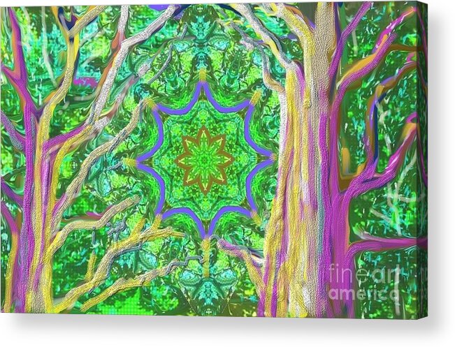 Mandala Acrylic Print featuring the painting Mandala Forest by Hidden Mountain