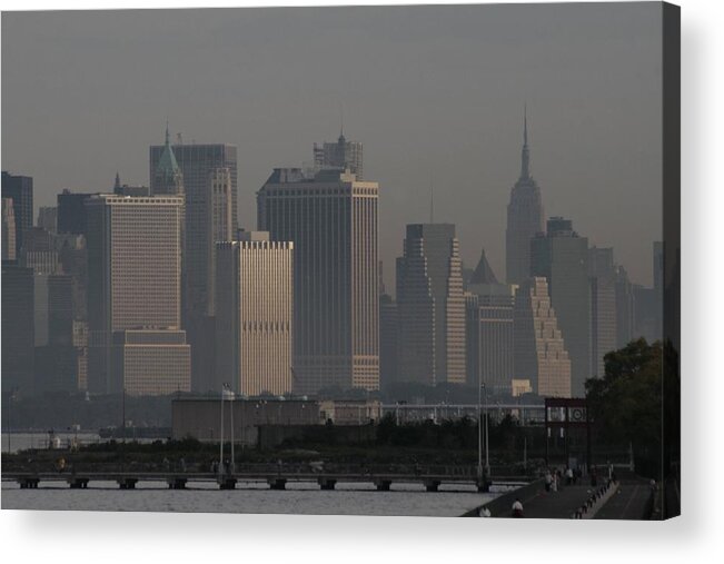 Lower Manhattan Acrylic Print featuring the photograph Manhattan from the Belt Parkway by Christopher J Kirby