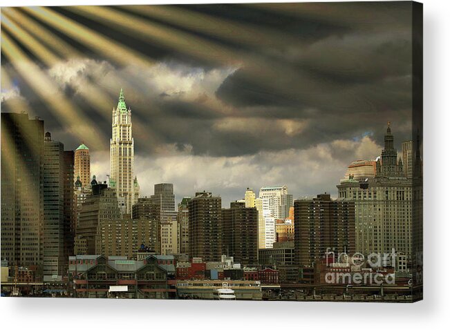 New York Acrylic Print featuring the photograph Manhattan New York Glow by Chuck Kuhn