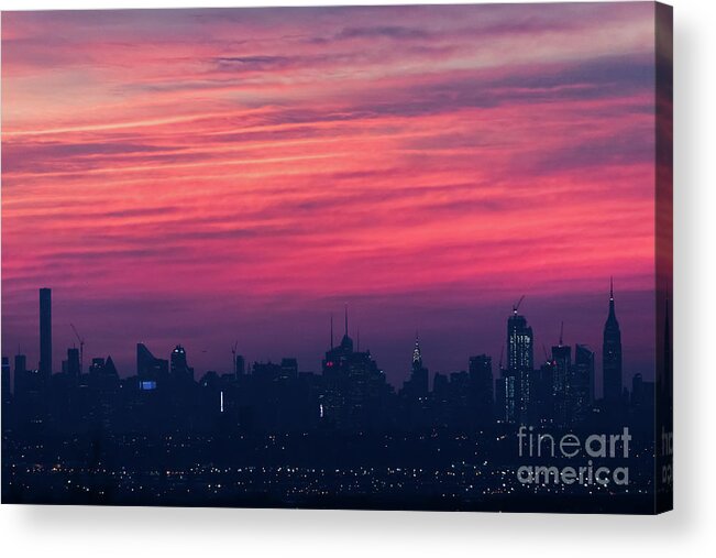 Empire State Building Acrylic Print featuring the photograph Manhattan Pre-Dawn by Zawhaus Photography