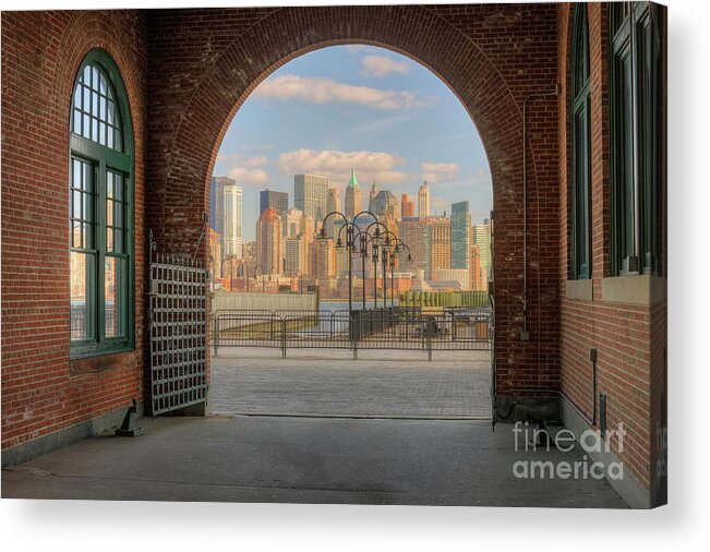 Clarence Holmes Acrylic Print featuring the photograph Manhattan Skyline from CRRNJ Terminal I by Clarence Holmes