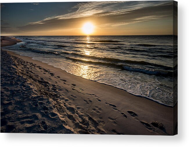 Alabama Acrylic Print featuring the photograph Many Footprints on the Beach by Michael Thomas