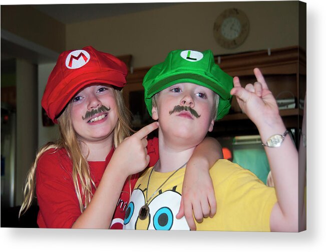 Siblings Acrylic Print featuring the photograph Mario and Luigi by Cathy Kovarik