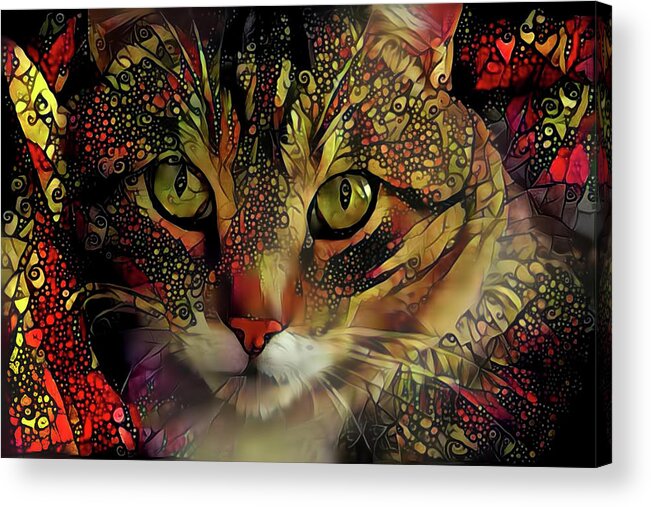 Cat Acrylic Print featuring the digital art Marmalade in the Morning by Peggy Collins