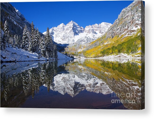 Aspen Acrylic Print featuring the photograph Maroon Lake and Bells 1 by Ron Dahlquist - Printscapes