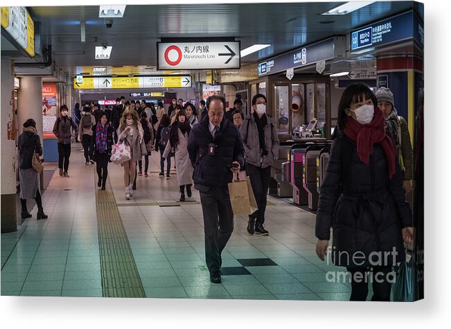 Pedestrians Acrylic Print featuring the photograph Marunouchi Line, Tokyo Metro Japan by Perry Rodriguez
