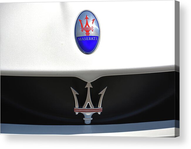 Car Acrylic Print featuring the photograph Maserati Branding by Mike Martin